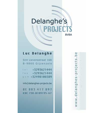Het naamkaartje voor Delanghes Projects werd gedrukt op handgeschept papier.
