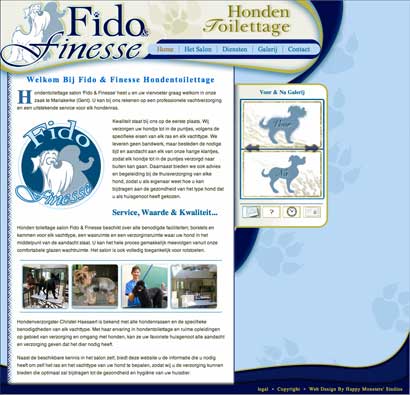 Website created for startup dog salon, Fido and Finesse. The website went online 2010.