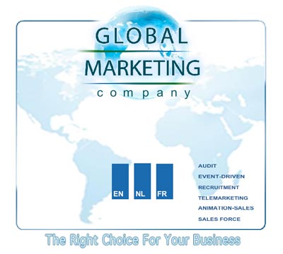 Website voor het marketingsbedrijf Global Marketing. Deze site werd online geplaatst in 2007.