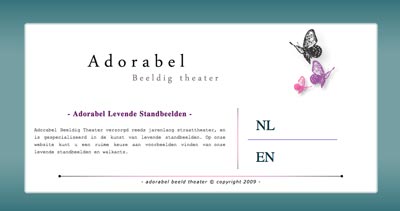 Website voor Adorabel Levende Standbeelden. Deze site werd in 2009 online geplaatst.